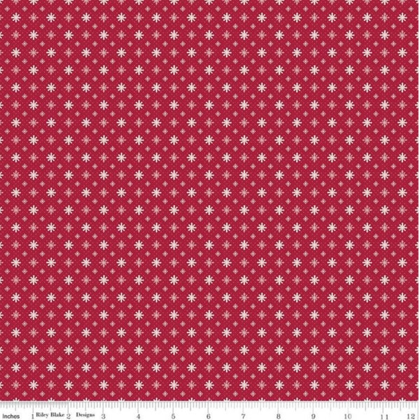 Christmas Village Snowflakes in Red by Katherine Lenius for Riley Blake Designs