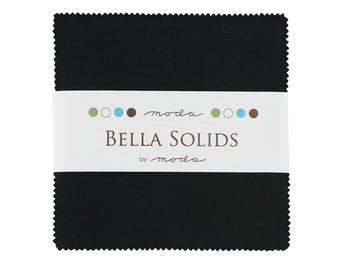 Bella Solids Charm Pack Black by Moda Fabrics