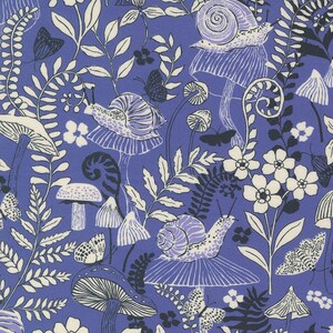 Maeve Mushroom Moths Periwinkle by Crystal Manning for Moda