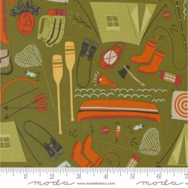 The Great Outdoors Forest Camping Gear  by Staci lest Hsu for Moda Fabrics