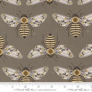 Bee Garden Slate Bumblebee Metallic by Gingiber for Moda Fabrics