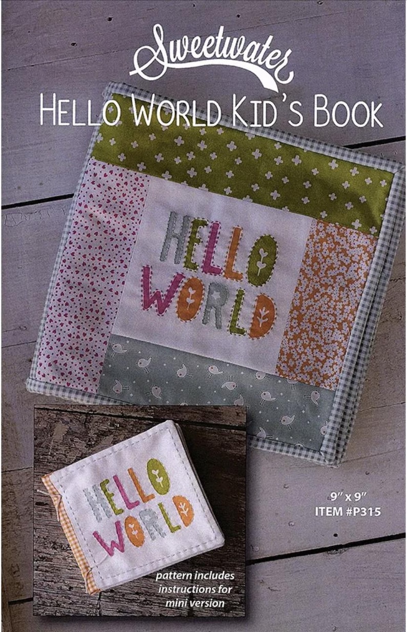 Hello World Kid's Book Sewing Pattern Sweetwater Patterns - Etsy