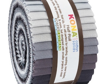 Kona Cotton - Stormy Skies Palette 2.5&quot; Half Roll by Robert Kaufman