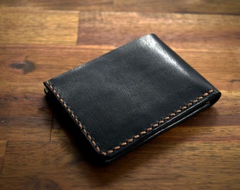 A Slim Kangaroo Leather Wallet With Under Pockets - In Black. Mens Gift. Birthday Gift. Groomsman Gift. Graduation Gift. Christmas Gift