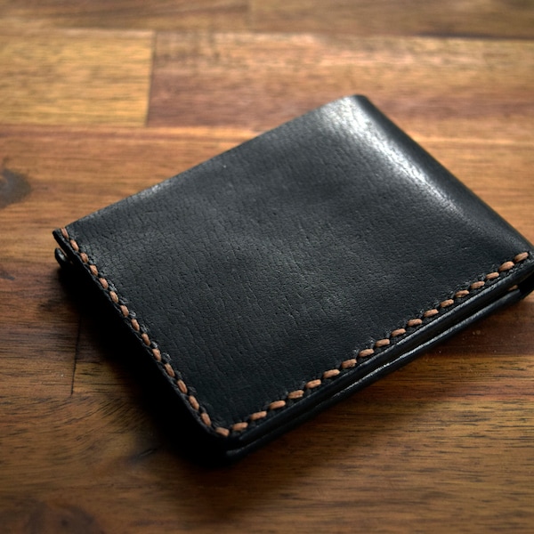 A Slim Kangaroo Leather Wallet With Under Pockets - In Black. Mens Gift. Birthday Gift. Groomsman Gift. Graduation Gift. Christmas Gift