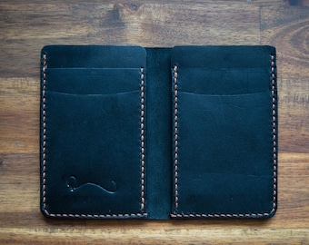 Kangaroo Leather Vertical Card And Cash Holder. In Black. Mens Gift. Birthday Gift. Groomsman Gift. Graduation Gift. Slim. Christmas Gift