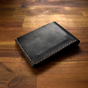 Cartera de piel de canguro de diseño fino, color negro. Regalo para hombre. Regalo de cumpleaños. Regalo para padrinos de boda. Regalo de graduación. Regalo de Navidad