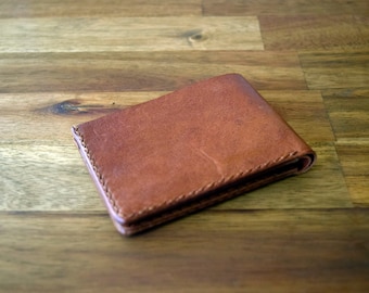 Cartera de piel de canguro de diseño fino - Color coñac. Regalo para hombre. Regalo de cumpleaños. Regalo para padrinos de boda. Regalo de graduación. Regalo de Navidad.
