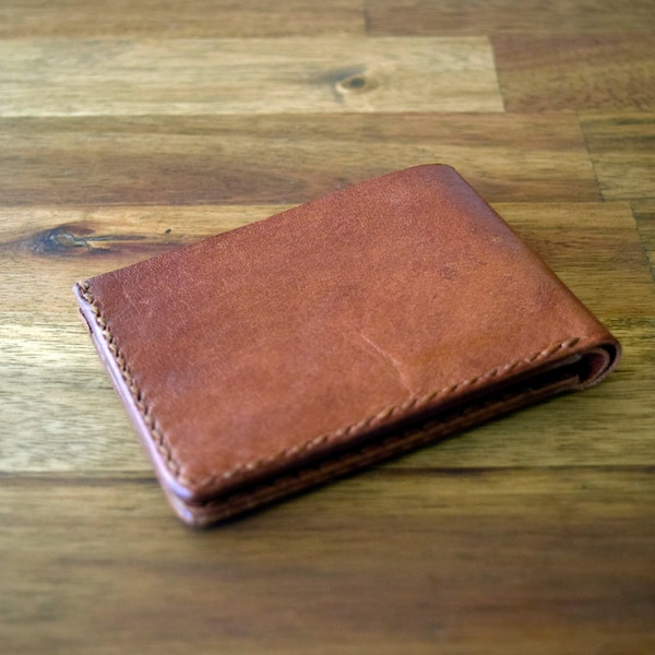 A Slim Design Kangaroo Leather Wallet - In Cognac. Mens Gift. Birthday Gift. Groomsman Gift. Graduation Gift. Christmas Gift