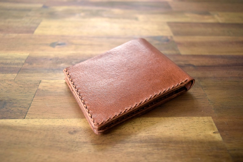 A Slim Kangaroo Leather Wallet With Under Pockets In Cognac. Mens Gift. Birthday Gift. Groomsman Gift. Graduation Gift. Christmas Gift image 2