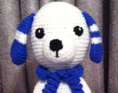 Crochet dog stuffed animal plushie amigurumi toy, gender neutral new baby crochet toys, blue crochet dog