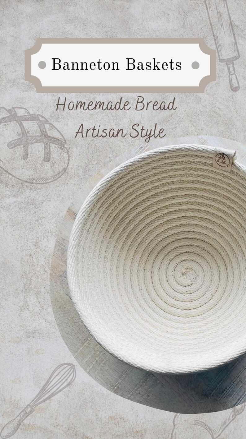 The Sourdough PROOFING BASKETS Handctafted with Sustainable Cotton Rope. Artisan Bread Baskets, Banneton, Oval & Round available. image 2