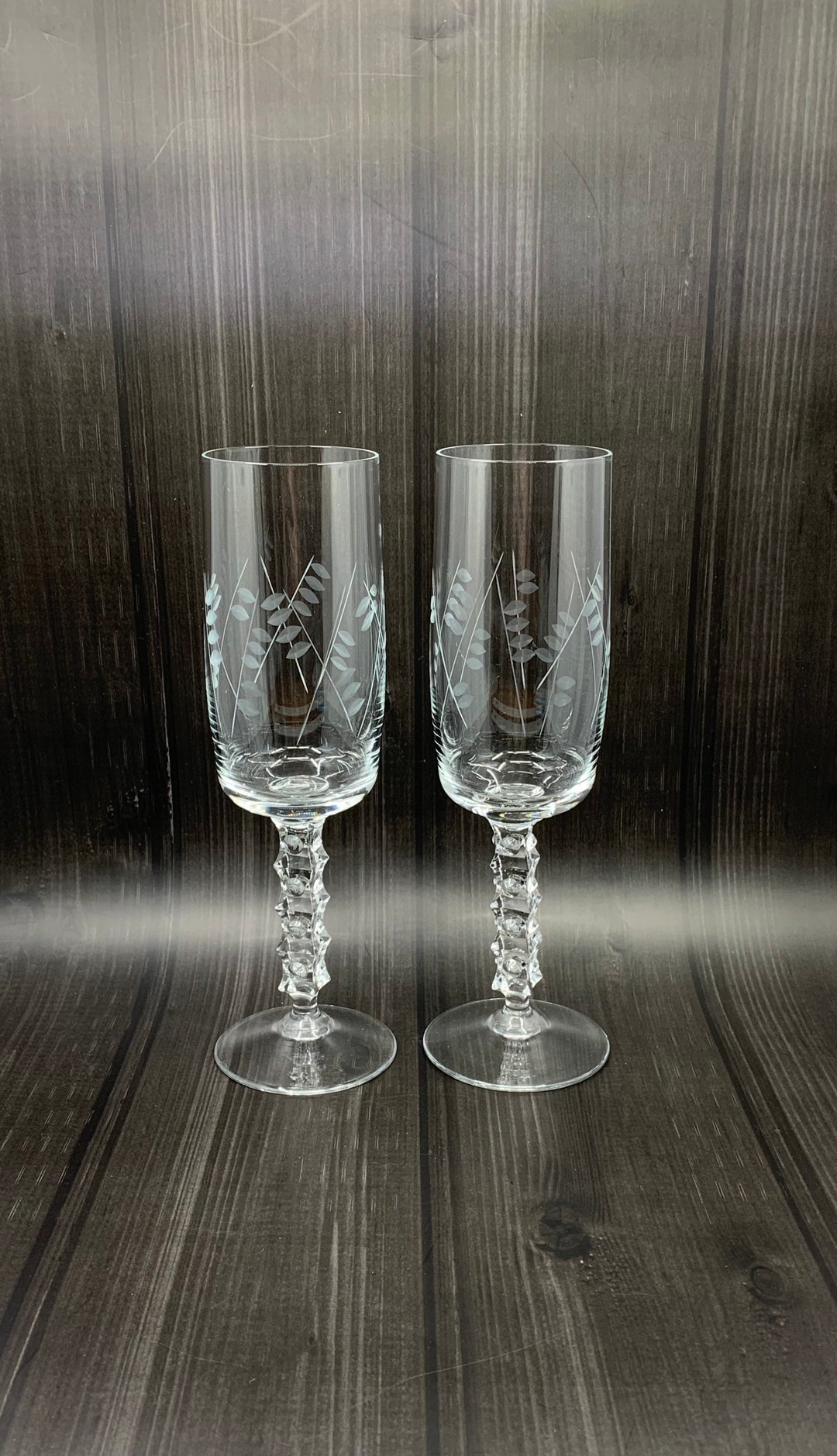 Vintage Tulip Champagne Glasses, Champagne Flutes, Vintage Glasses, Vintage Etched Crystal