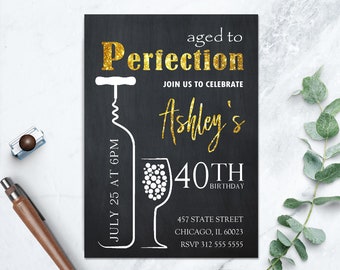 aged to perfection wine printable invitation dinner etsy