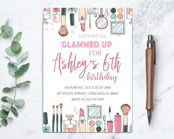 makeup party printable girl slumber party invitation girl