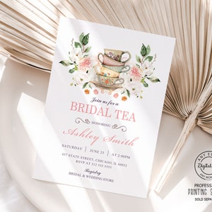 Tea Party Bridal Shower Invitation, High Tea Bridal Bruch Invite, Love is Brewing Bridal Luncheon Printable Invitation, Baby Shower 1043