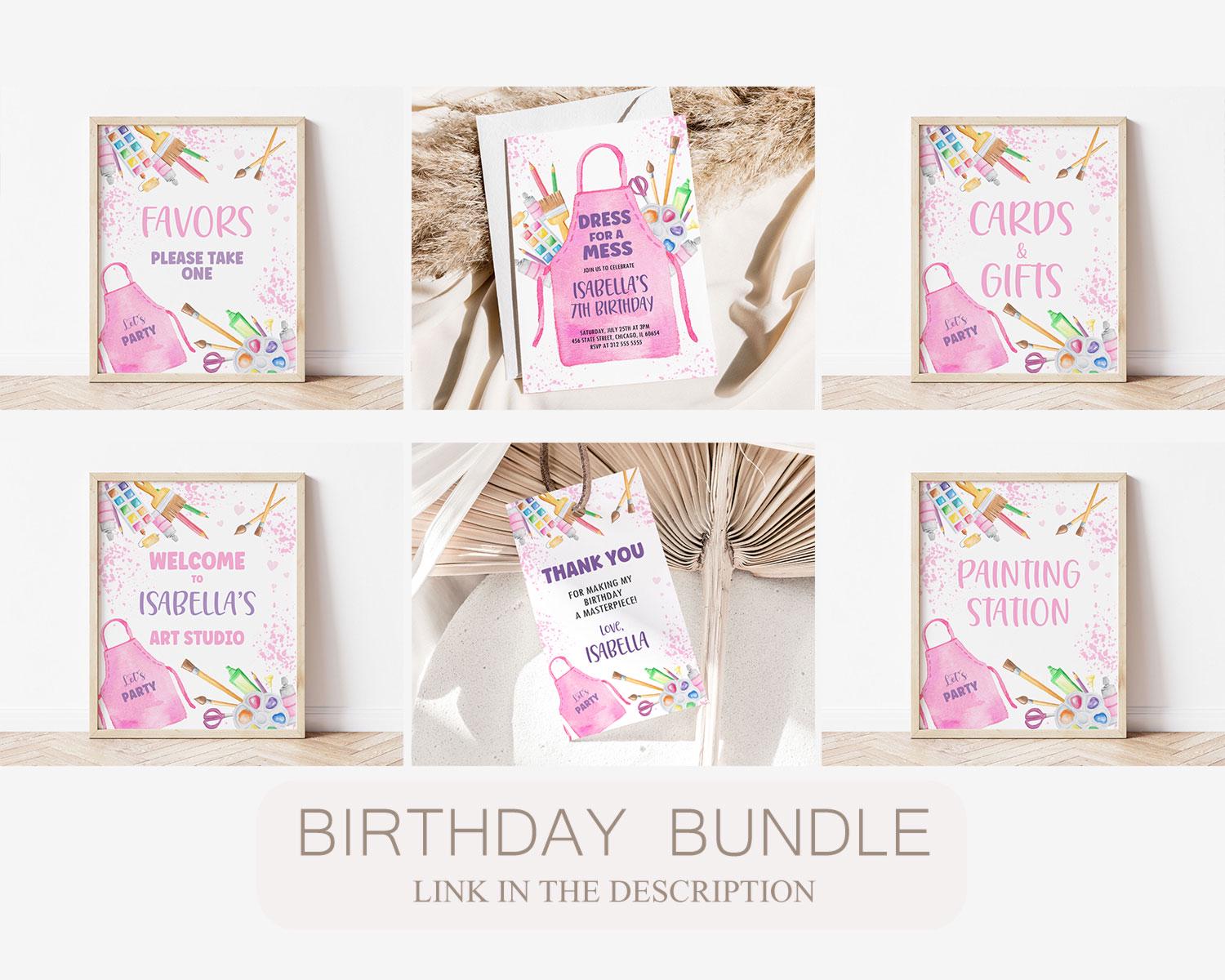 Art and Craft Birthday Thank You Tag, Dress for a Mess Favor Tag, Girl ...
