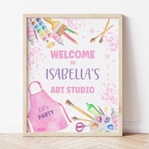 Placa de boas-vindas para festa de arte, placa de mesa para artes e ofícios, decorações para festas de pintura, decoração para festas de aniversário de crianças com pintura, festa de cerâmica Dress for a Mess