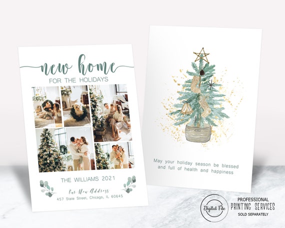 New Home for the Holidays Christmas Photo Card, Moving Announcement, Happy Holidays Xmas Printable, New Address Card, Decking New Halls Il_570xn