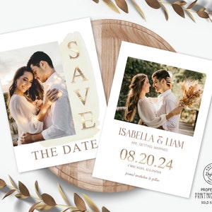 Invitación moderna para guardar la fecha, elegante postal para guardar la fecha, minimalista para guardar la fecha con foto, invitación minimalista para aniversario de bodas