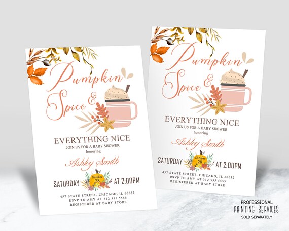 Fall Baby Shower Invitation, Pumpkin Baby Girl Sprinkle or Twins Invite, Pumpkin Spice Printable or Printed Il_570xn