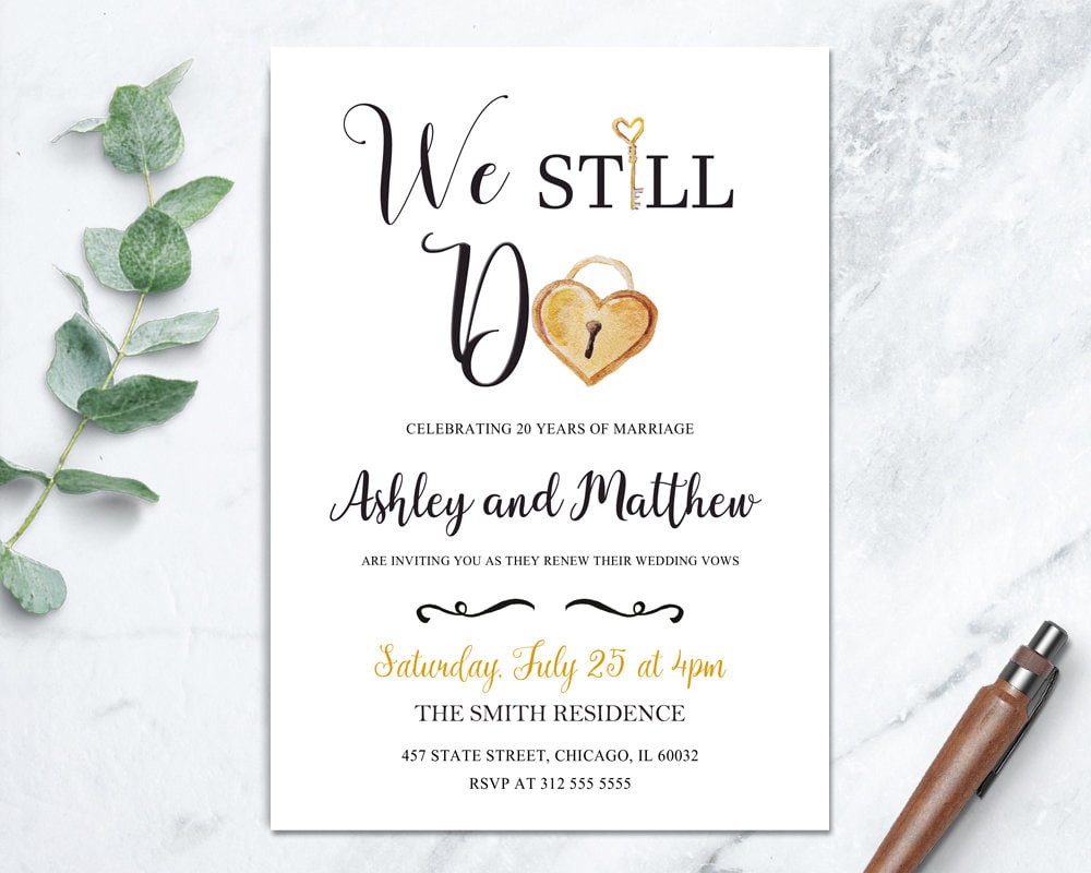 Wedding Vow Renewal DIY Printable Gold and White Wedding - Etsy Hong Kong