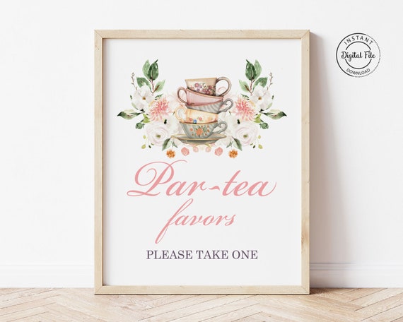 Par-tea Favor Table Sign, Bridal Shower Tea Party Decor, High Tea Bridal Bruch Party Favors, Bridal Tea Decoration Printable 1043 Il_570xn