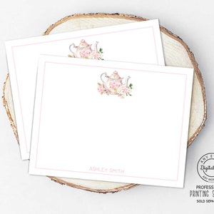 Floral Teekanne Briefpapier druckbare, Braut Tee-Party Notecard High Tea Danke-Karte Tee für zwei personalisierte Karte Liebe braut