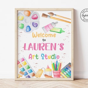 Painting Birthday Party Welcome Sign, Arts and Crafts Table Decor, Dress for Mess Birthday Decoration, Girl Painting Birthday Printable 1027