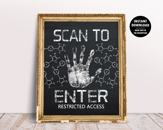 Scan to Enter Boy Science Birthday Sign Printable, Mad Scientist Poster Party Decor Decorations Digital, Little Scientists, Science Lab 1022 Il_570xn