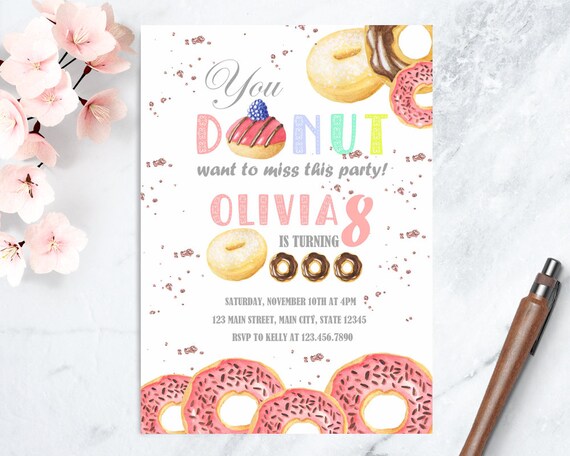 donuts girl birthday invitation breakfast birthday party printable birthday brunch invitations