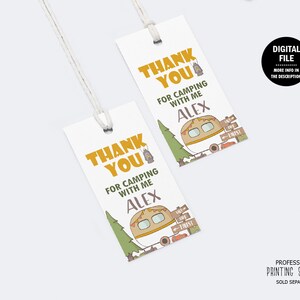 Camping Birthday Favor Tag, Boy Camping Party Gift Tag, Treat Thank You Tag, Camp Out Printable Tag 1032