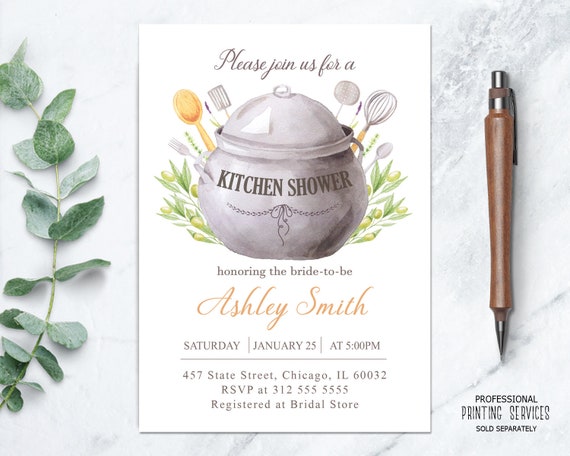 Stock the Kitchen Bridal Shower Invite, Kitchen Cooking Party, Couples ...