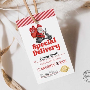 Special Delivery North Pole Christmas Gift Tag, Santa Gift Tags, Personalized Christmas Tags From Santa Claus Printable Tag Santa&#39;s Workshop