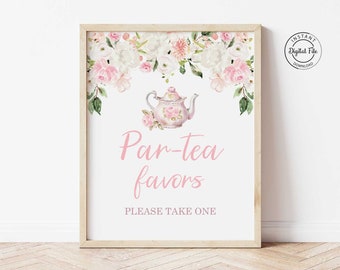 Par-tea Favor Table Sign, High Tea Bridal Bruch Party Favors, Bridal Shower Tea Party Decor, Bridal Tea Decoration Printable