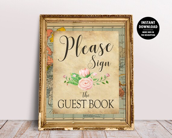 Guest Book Sign for World Map Travel Baby Shower Printable 8x10" Il_570xn