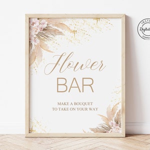 Boho Flower Bar Table Sign Make Your Own Bouquet Stand Decor Printable Bloom Bar Flower Arranging Party Bouquet Bar Baby or Bridal Shower