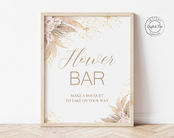 Boho Flower Bar Table Sign Make Your Own Bouquet Stand Decor Printable Bloom Bar Flower Arranging Party Bouquet Bar Baby or Bridal Shower