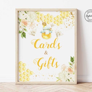Bride to Bee Cards and Gifts Sign, Meant to Bee Wedding Shower Decor Printable, She Found Her Honey, Bumble Bee, Honeybee Decoration 1060