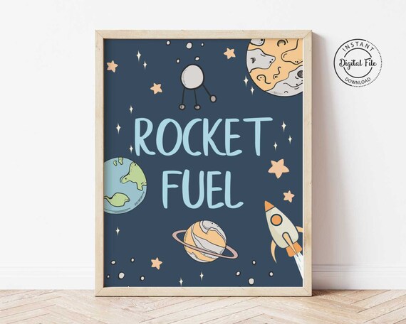 Rocket Fuel Space Birthday Sign, Outer Space Party Sign, Galaxy Party Drink and Food Table Sign, Astronaut Space Ship Decor Rocket Ship 1023 Il_570xn