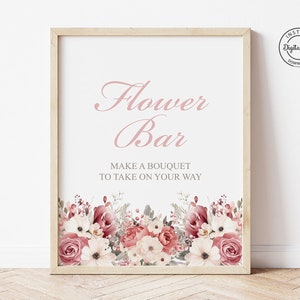 Blumen Bar Tisch Zeichen, machen einen Blumenstrauß Bar Zeichen, Brautparty Wildblumen Party Favor Zeichen, Hochzeit Probe Abendessen erstellen Sie Ihren eigenen Blumenstrauß