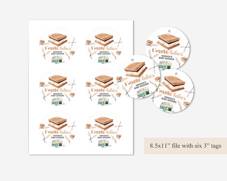 S'more Baby Shower Gift Bag Tags Baby Shower Favor Bag Etsy