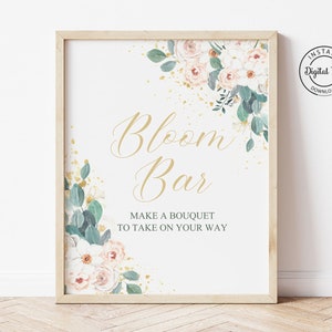 Bloom Bar Table Sign Make Your Own Bouquet Stand Decor Printable Flower Arranging Party Bouquet Bar Baby Shower Bridal Shower Decoration