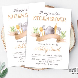 Kitchen Bridal Shower Invite, Pamper Chef Stock the Kitchen Brunch Invitation Printable or Printed, Cooking Party