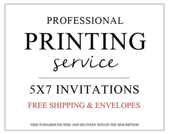 Professional Printing Service for Invitations and Thank You Cards with Free Envelopes, Heavy Card Stock, Party Printable, DIY Party