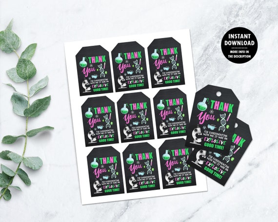 Girl Science Party Tags, Mad Scientist Birthday Printable Favot Tags, Science Party Decor, Science DIY Party Decorations Digital Il_570xn