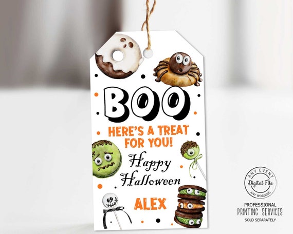 Boo Gift Tag, Halloween Favor Tag, Costume Party Trick Or Treat Favor Tags, A Happy Halloween School Party Tag, Birthday Party Gift Bag Il_570xn