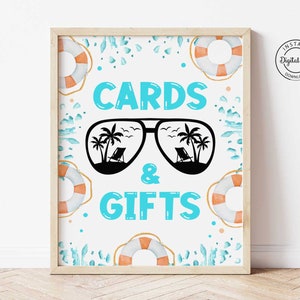 Cartes de fête à la piscine pour garçon et enseigne, décoration d'anniversaire de parc aquatique, lunettes de soleil numériques amusantes au soleil, cool au bord de la piscine anniversaire d'adolescent 1058