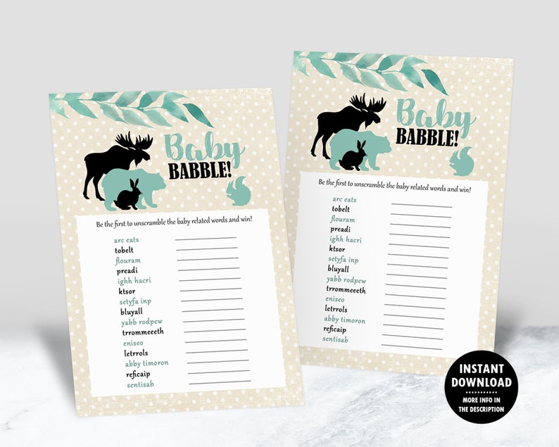 Baby Word Scramble Game Baby Babble Instant Download Etsy