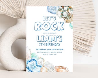 Geology Boy Birthday Invitation, Crystal Gem Party Invite, Mining Invitation, Geode Rock Digital Invitation, Rock Hunt, Gem Mining Invite